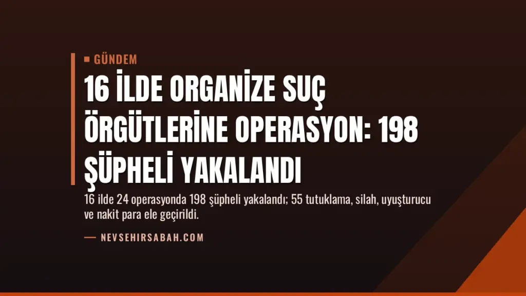16 İlde Organize Suç Örgütlerine Operasyon: 198 Şüpheli Yakalandı