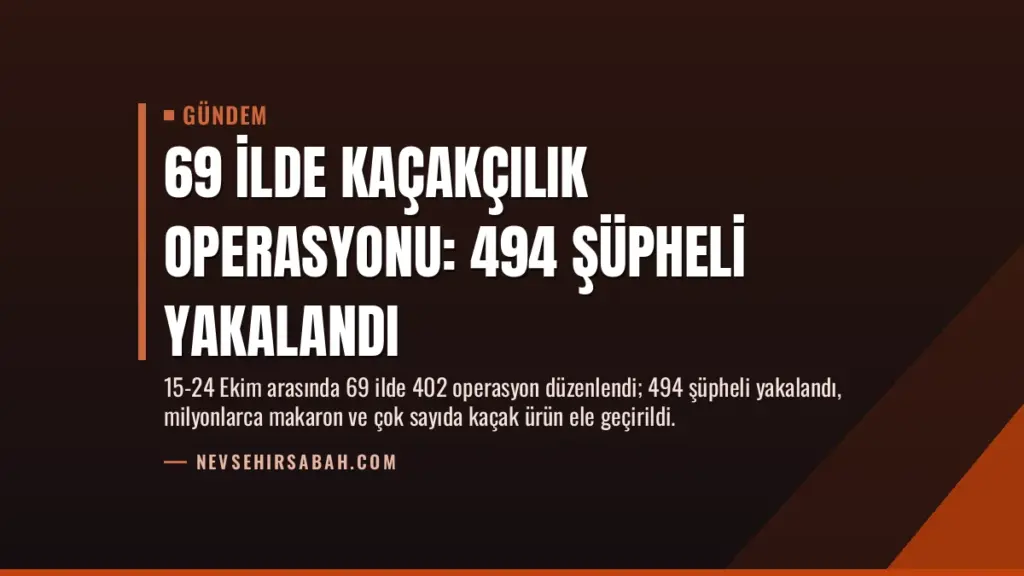 69 İlde Kaçakçılık Operasyonu: 494 Şüpheli Yakalandı