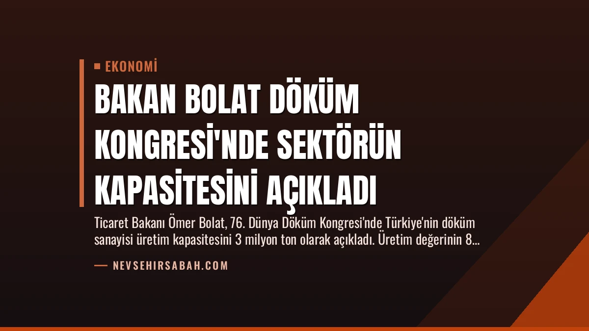 Bakan Bolat Döküm Kongresi’nde Sektörün Kapasitesini Açıkladı