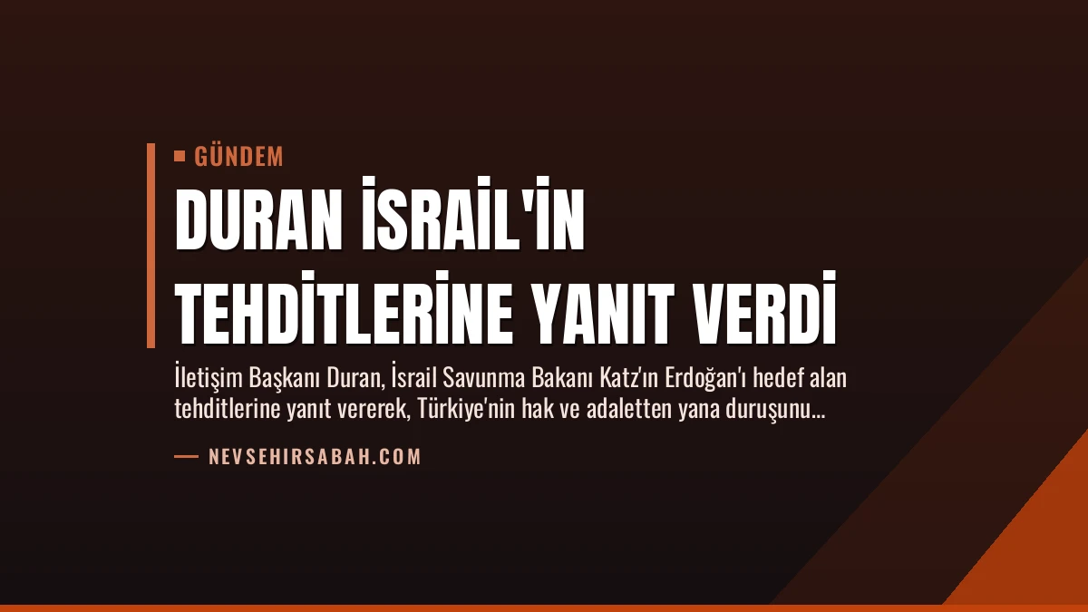 Duran İsrail’in Tehditlerine Yanıt Verdi