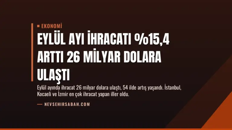 Eylül Ayı İhracatı %15,4 Arttı 26 Milyar Dolara Ulaştı