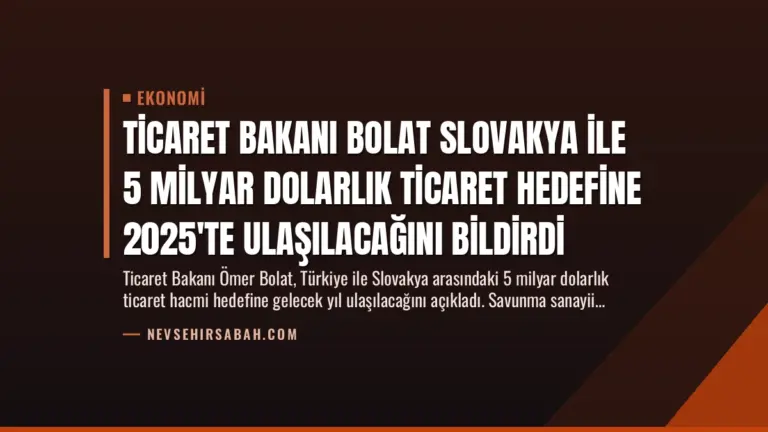 Ticaret Bakanı Bolat Slovakya İle 5 Milyar Dolarlık Ticaret Hedefine 2025’te Ulaşılacağını Bildirdi